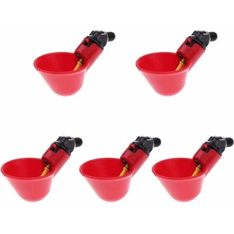 Abreuvoir à Poule Automatique Tasses d'eau Potable Rouge Abreuvoir Poules Bien Pratique en Plastique pour Oiseaux Poule Volaille - 5PCS