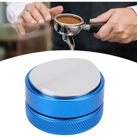 Wiederverwendbarer Kaffeeverteiler-Stampfer aus Edelstahl für den Haushalt und die Küche, höhenverstellbar (51 mm), blauer konvexer Sockel (1/5)