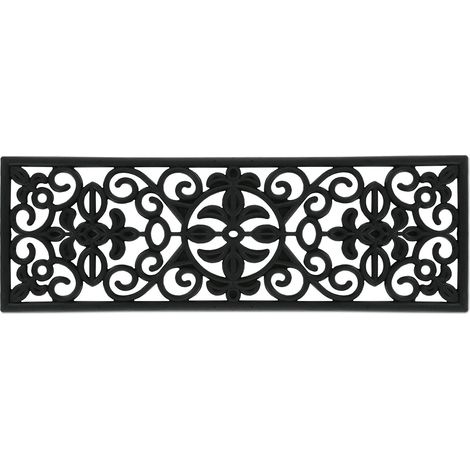 Paillasson de Marche Caoutchouc, Tapis Porte entrée, extérieur, intérieur, Ornement, antidérapant, 75x25, Noir (1/5)
