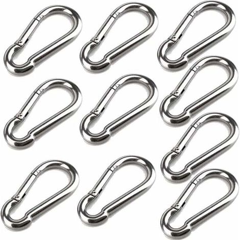 Mosquetones ZVD-10 de 40 mm x 4 mm, mosquetón de acero inoxidable 304 con gancho a presión, capacidad de carga de hasta aproximadamente 80 kg. (1/4)
