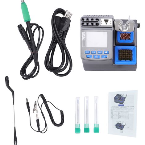 [JAMAIS UTILISÉ]Kit de station de soudage portable 200 W avec affichage numérique, température réglable de 60 à 480 °C, 3 canaux préréglés, mode veille et 3 embouts de soudage. (1/5)