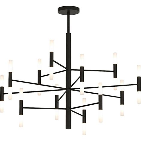 Lampadario moderno top light space 1226 100 g9 led metallo acrilico, finitura metallo nero