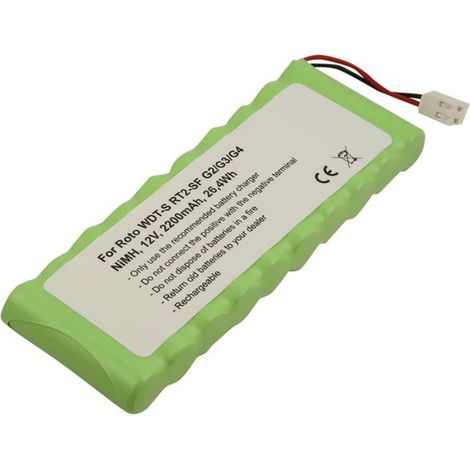 Batterie NiMH 12V - AVIZAR - Roto WDT-S RT2 SF G2/G3/G4 - 2.2A - Compatible F1-10 AA - Vert (1/3)