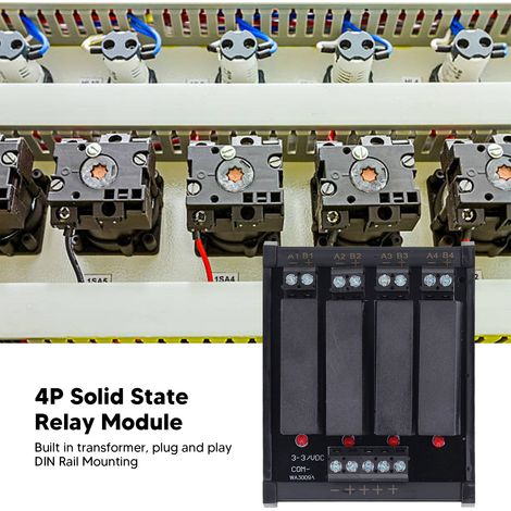 Relais DC à DC 4P pour Rail DIN, Entrée 3‑32V, Sortie 5‑60V, 8A Max, Commande par Tension Basse (1/5)