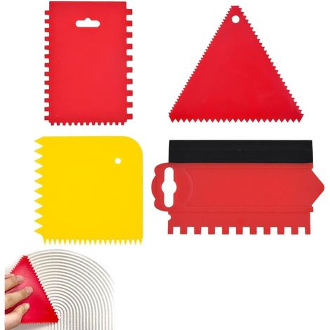 4 Pcs Toothed Spatulas Multifunctional Silicone Spatulas for Application of Mortar Glue and Coating (1/5)