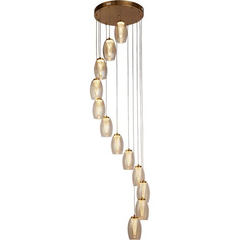 Lampadario Contemporaneo Ciclon Acciaio Bronzo Vetro Led 5,33W 3000K (1/4)
