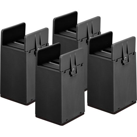 Lève-meubles à pédale réglable - Siège élévateur robuste - Convient pour canapés, bureaux, armoires - Lot de 4 - Noir - 10 x 1-3,7 cm (1/5)