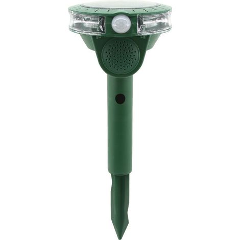 Repelente solar ultrasónico + destello de 270° - Detector de movimiento, repelente solar recargable para perros y gatos para exteriores.