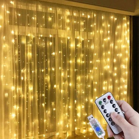Guirlande lumineuse, 3 x 3 m, 300 LED, thème Noël, alimentation USB, pour fêtes, mariages, fenêtres, arbres et décorations saisonnières.-AquaForge (1/2)