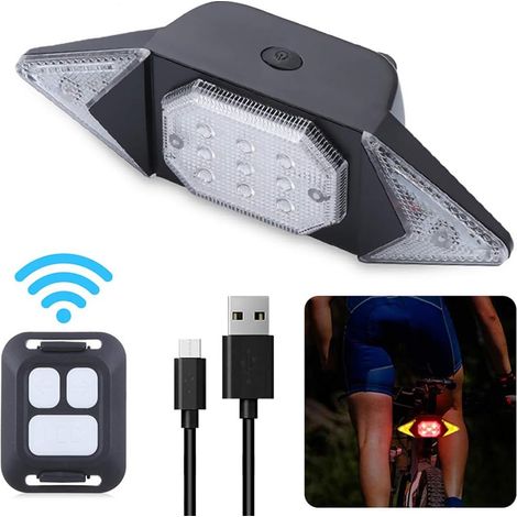 Clignotant pour Vélo avec Télécommande sans Fil, Feu Arrière de Bicyclette avec Clignotant pour Le Cyclisme, Lumière Stroboscopique D'avertissement de Sécurité Arrière à 5 Modes D'éclairage (1/5)