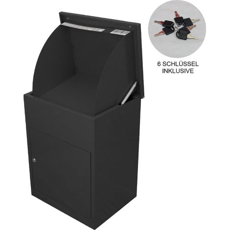 Paketkasten Paketbriefkasten Briefkasten für Pakete Briefkasten mit Paketfach Paketbox Postbox Paket-Dropbox Paketstation für zuhause Paket-Standbriefkasten Paket-Briefkasten abschließbar Schwarz