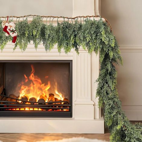 Guirlande De Noël En Cèdre Artificiel - 274 Cm - Aiguilles Réalistes En Faux Cèdre Et Pin - Pour Décoration Intérieure Et Extérieure - 1 Pièce (1/5)
