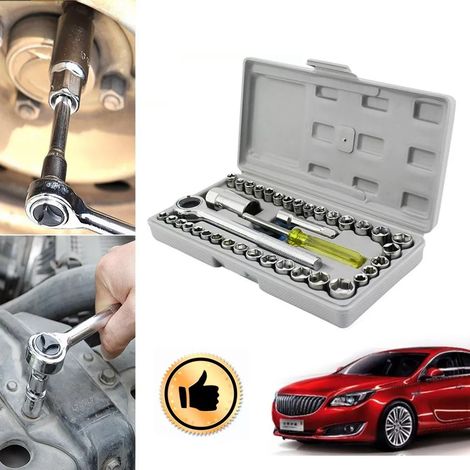 40-teiliges Set aus Ratschenschlüsseln, Steckschlüsseln und Bits aus Kohlenstoffstahl, Schraubendreher für Reparaturen (1/5)