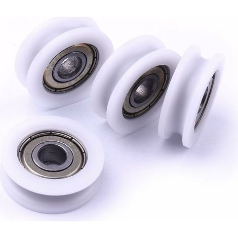 Lot de 4 roulettes en nylon avec rainures - Pour portail coulissant, barres d'angle, tiroirs -4x15x6mm (1/5)