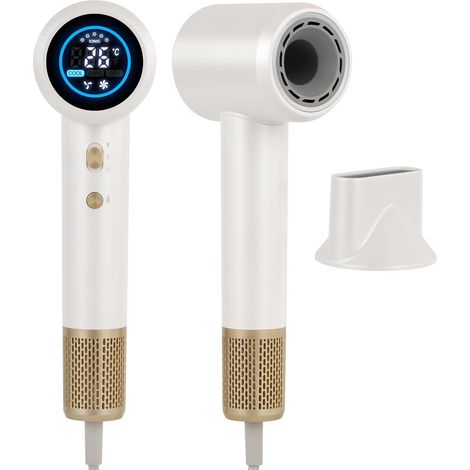 Seche Cheveux Avec Affichage LED, Moteur Haute Vitesse 160000 TR/Min, 500 Millions Ionique Négatifs, 55dB Faible Bruit Sèche Cheveux Avec Buse Magnétique (1/5)