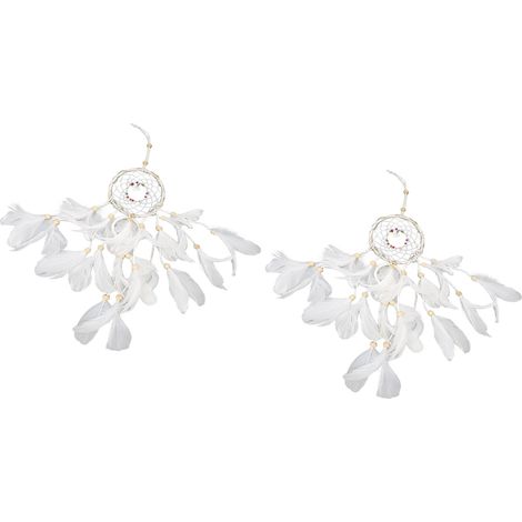 Attrape-rêves LED artisanal, mignon, avec plume porte-bonheur, à suspendre au mur, à la fenêtre ou sur une étagère. (1/5)