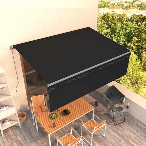 vidaXL Auvent manuel rétractable avec store 4x3 m Anthracite (1/4)