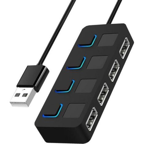 Hub USB 2.0 à 4 ports avec interrupteurs d'alimentation individuels éclairés par LED[Chargement NON pris en charge] pour Mac et PC (1/5)