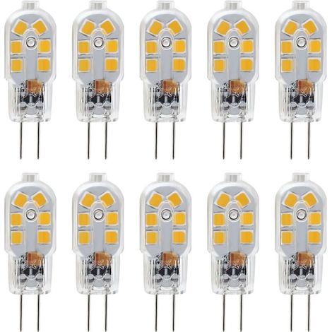 Ampoule LED G4 12V, 1W Equivalent 10W Halogène Lampe, Pas De Scintillement 200LM, Blanc Chaud 3000K, 360° Angle de Faisceau, Non-Dimmable, Pack de 10 (1/4)