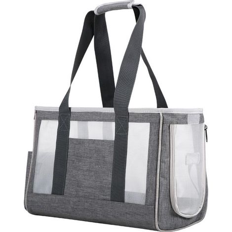 Sac Transport Chat, Sac Transport Chien Respirant et Pliable avec coussin épaissie confortable pour Voyage en Train, Voiture, Restaurant, Avion,Tissu Oxford Gris Taille S (39 x 17 x 27cm) (1/5)