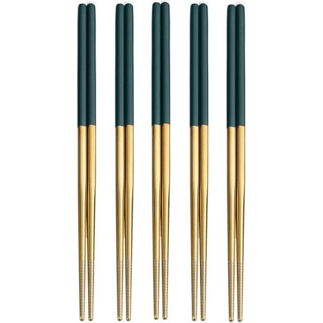 Baguettes En Acier Inoxydable - 18/10 - 23 Cm - Pour Riz Sushi Nouilles - Lot De 5 Paires (1/5)