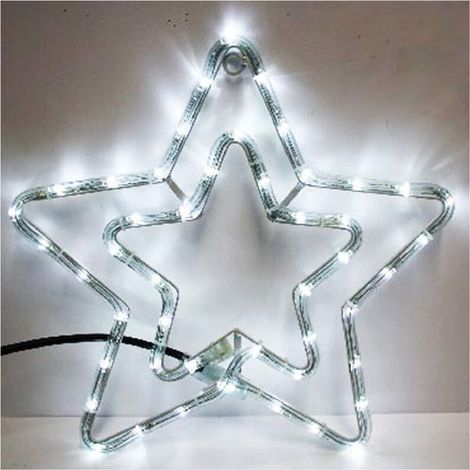 Double étoile De Noël 75 Led Blanc 55x55 Cm Pour L'extérieur (1/2)