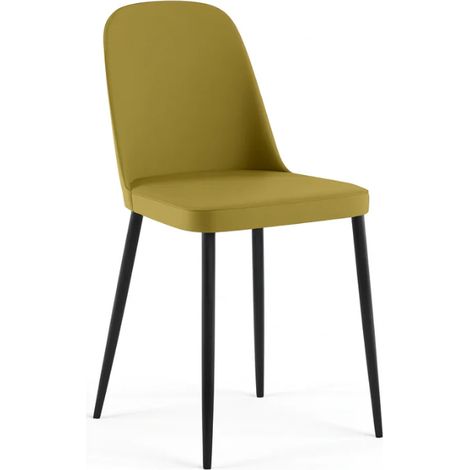Set 4 sedie da pranzo imbottite soft-touch gambe metallo Gaelia - Giallo (1/5)