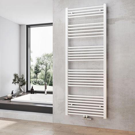 Heilmetz Calentador de Baño Secador de Toallas Calefacción 1600 x 600 mm Blanco Calentador de Toallas Conexión Media Calentador de Toallas
