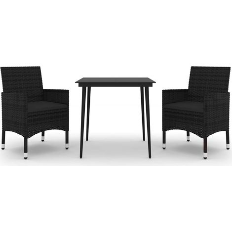 Maison Exclusive - 3-tlg. Garten-Essgruppe mit Auflagen Poly Ratt