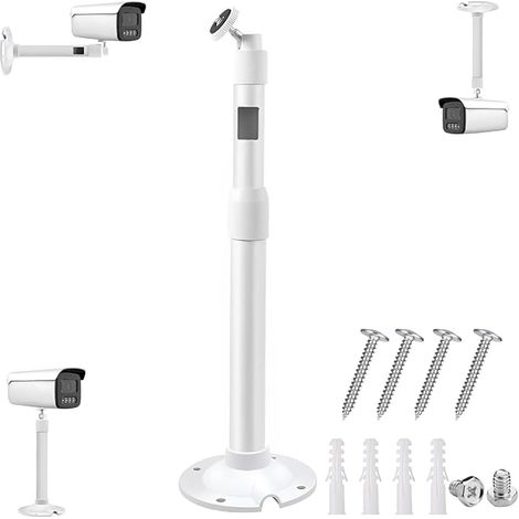 Extendable Mounting Pole for Security Surveillance Cameras, 30 cm-60 cm Universal Adjustable Wall Mount for Camera, 360° Adjustable Bracket for CCTV IP Cameras (White) (1/5)