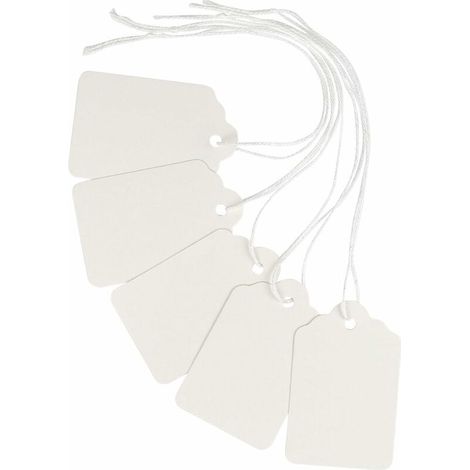 BRAVIX Lot de 1000 étiquettes de marquage blanches avec ficelle attachée 50 x 30mm (1/5)