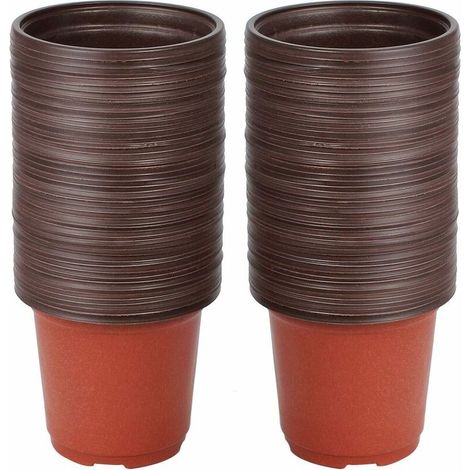 royaluxe -Pot de Fl Petit, 100PCS Plastique Réutilisables Pot semis/Godets Semis,Ronds Pots Plantes /Pot de Repiquage/ Pot de Culture pour la Plantation Intérie et Extérie,10cm (1/5)