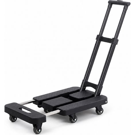 Carrello pieghevole portatile con ruote silenziose per casa nero (1/5)