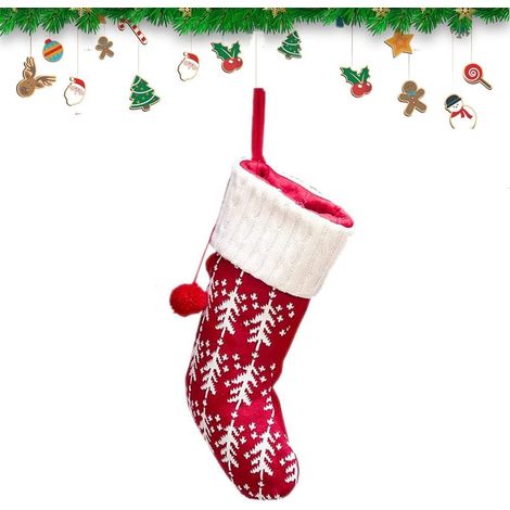 Chaussettes de Noël, Chaussettes de Noël à Suspendre,Père Noël Ornement Sac de Bonbons Bas de Décoration (1/5)