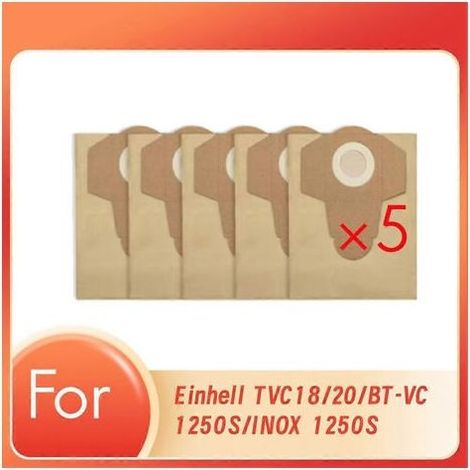Lot de 5 sacs en papier de 20 L pour aspirateur eau et poussière Einhell TVC18/20/BT-VC 1250S/INOX 1250S (accessoires inclus). (1/5)