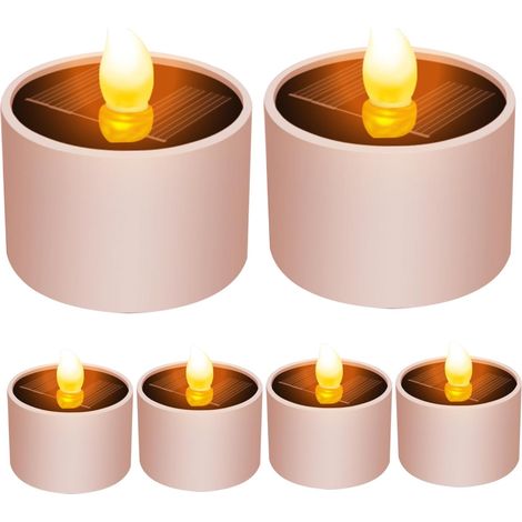 Lot de 6 bougies solaires d'extérieur étanches, style crépuscule, bougies décoratives