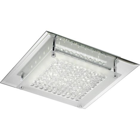 Plafonnier moderne LED intégré 12W 4000K. Base miroir et cristaux, 28 x 28 cm (1/3)