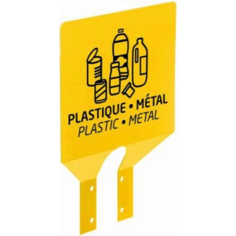 Plaque signalétique de tri Collec pour poteau - Plastique / Métal - jaune colza - RAL 1021
