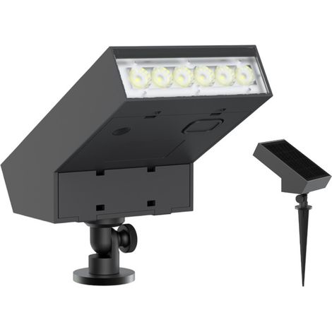 Faretto LED solare da giardino 500lm IP65 con picchetto e sensore crepuscolare - 3000K