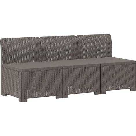 Sofá de Jardín de 3 Plazas Look Ratan PP Gris Claro vidaXL (1/5)