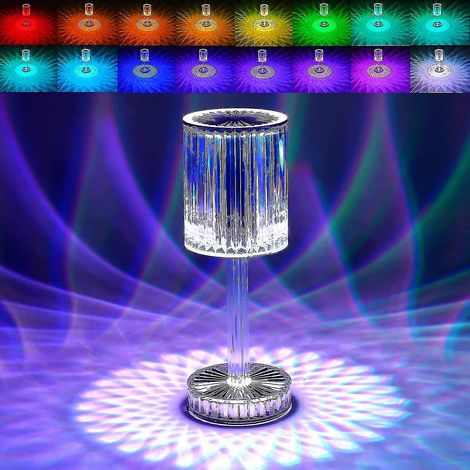 Kristalllampe, RGB-Touchlampe mit 16 Farben, wiederaufladbare Diamant-Tischlampe für Schlafzimmer, Wohnzimmer, kreative Partydekoration (1/5)