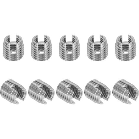 Insert Fileté Auto-Taraudeurs, 10 Pcs M8 x M12 x 12mm Acier Inoxydable 303 Filetage Adaptateur Réducteur Vis à Fente Inserts de Réparation Écrous Manchon (1/5)