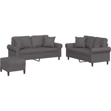 Maison Exclusive - Set di Divani 3 pz con Cuscini Grigio in Similpelle (1/5)