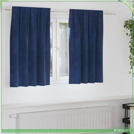 4107198 Rideaux occultants 2 pcs Bleu foncé 140 x 140 cm Velours (1/5)