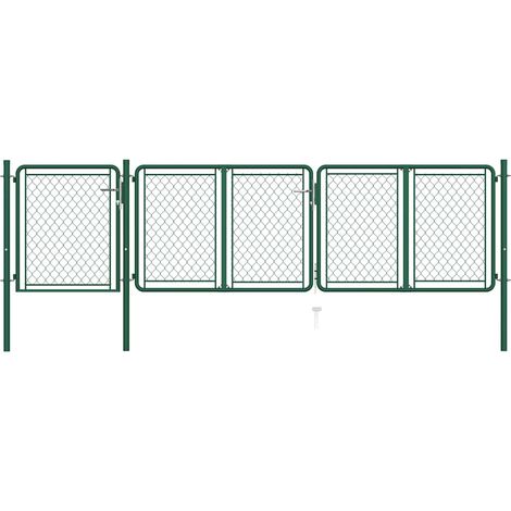 Portail de jardin Portillon Grillage Portail de Clôture Acier 100x395 cm Vert 46154 (1/4)