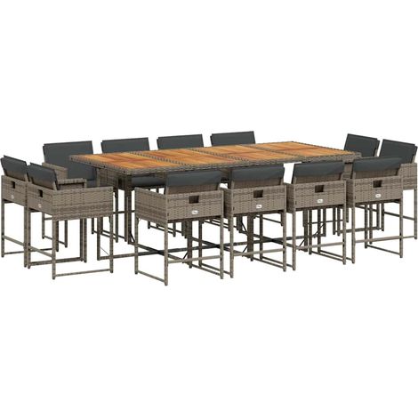 Maison Exclusive - Set comedor de jardín con cojines 13 pzas ratá