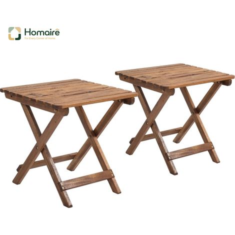 HOMAIRE Terrassentisch-Set avec 2 Klapptische en bois d'acacia Teak