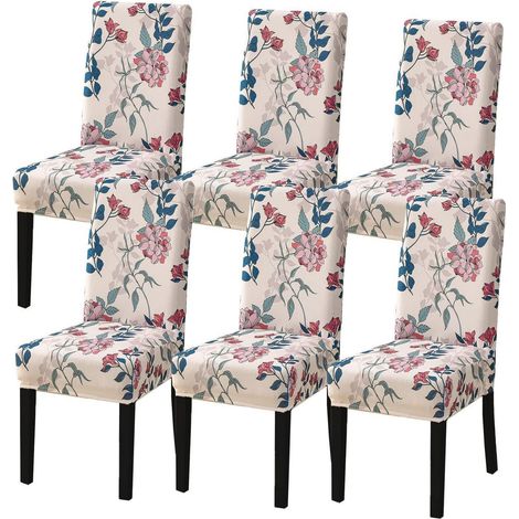 Stuhlhussen 6er Set, Stretch, abnehmbar, waschbar, für Esszimmerstühle (1/5)