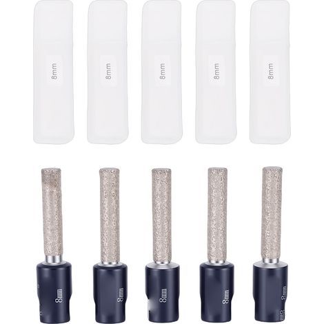 Foret à diamant sec, filetage M10, 8mm, scie cloche brasée sous vide pour carreaux de céramique, granit, marbre, pierre, 5 pièces (1/5)