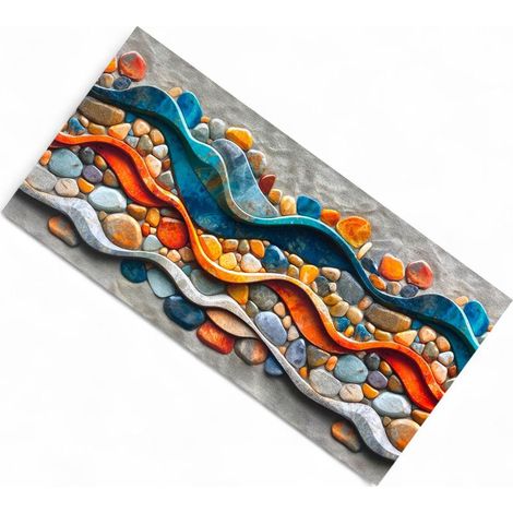 Tapis de cuisine antidérapant Runner - motif Sea Sassi coloré - Fabriqué en Italie, ultra fin et lavable Cm. 50x180 (1/5)